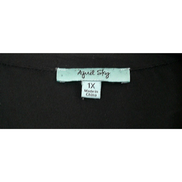 April Sky BOHO Chic Black Floral Embroidered Blouse/Top-Women's 1X - Picture 9 of 11